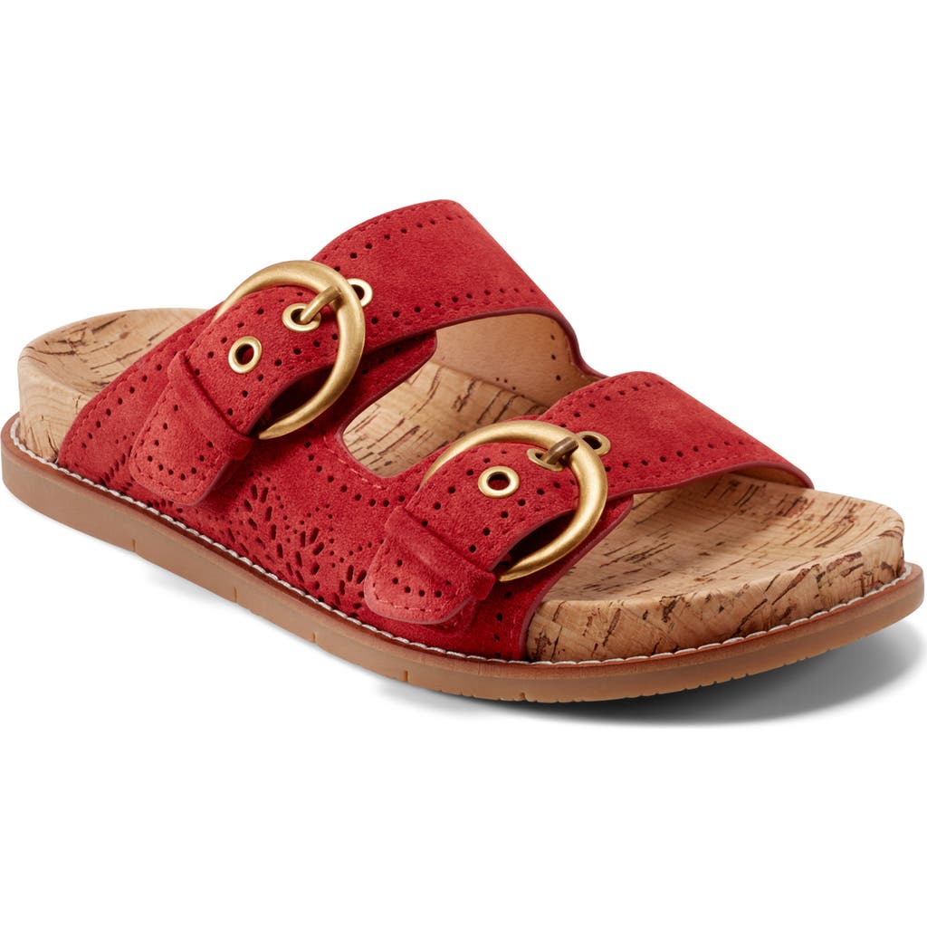 Earth Women's Francii Double Band Flat Slip-on Sandals In Red