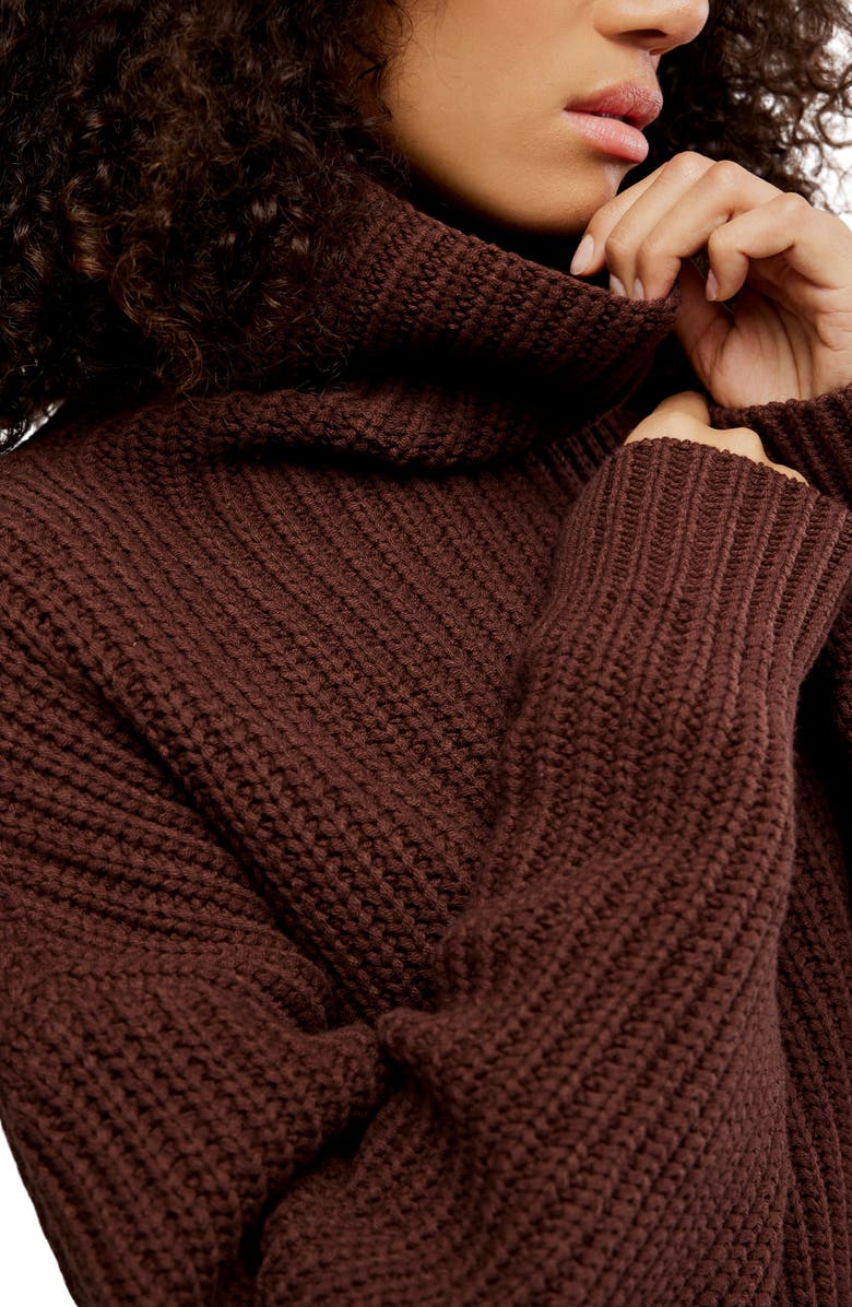 Free People Swim Too Deep Turtleneck Sweater, Alternate, color, Bitter Bark