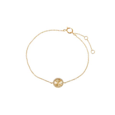 Diamond Pave Ridged Disc Bracelet 14K