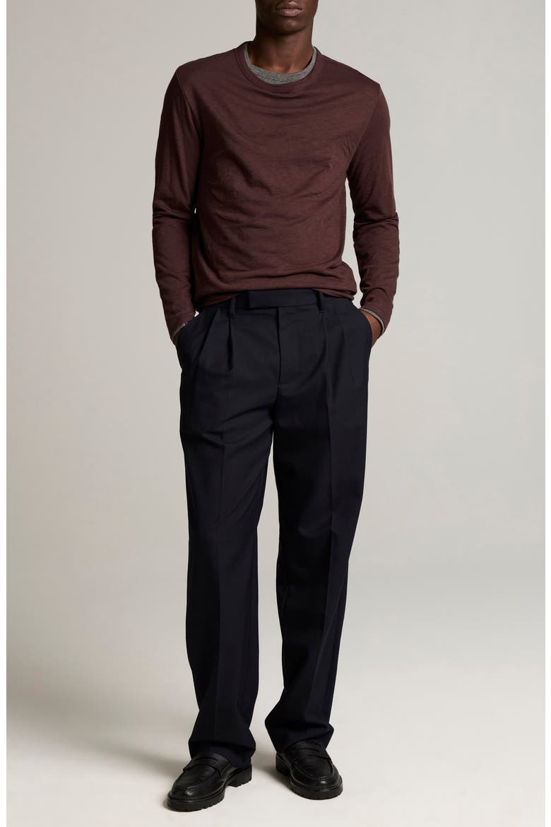 Fine Slub Layered Look Long Sleeve Pima Cotton T-Shirt, Alternate, color, CHOCOLATE PLUM/ MED H