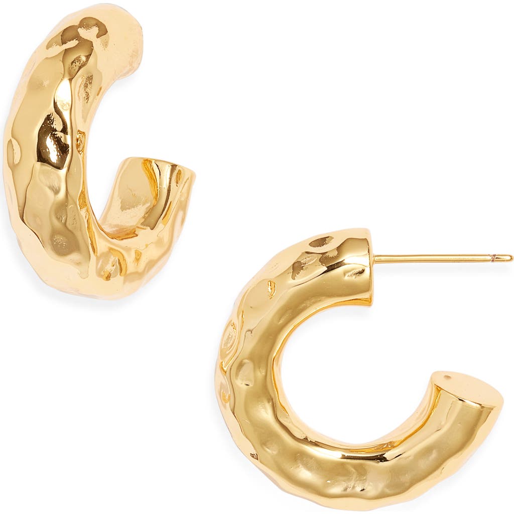 Nest Jewelry Little Chunky Hammered Hoop Earrings In Brown
