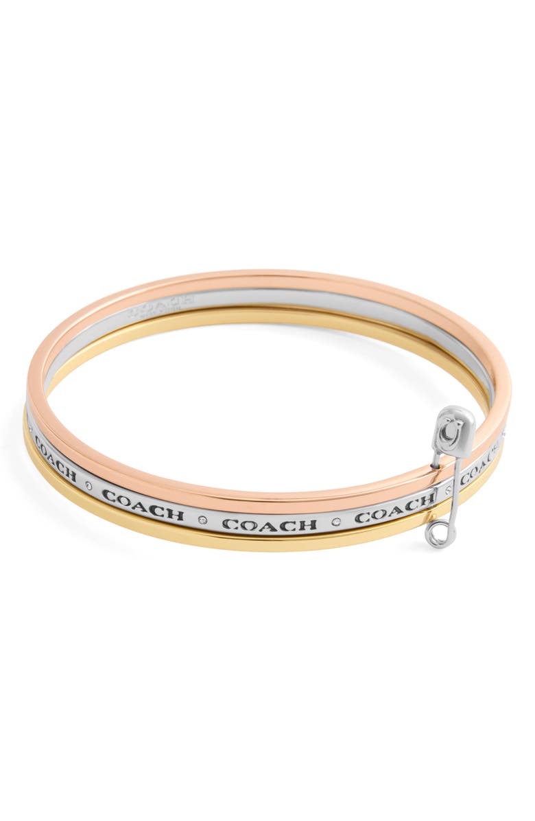 COACH Safety Pin Triple Bangle, Main, color, Tritone
