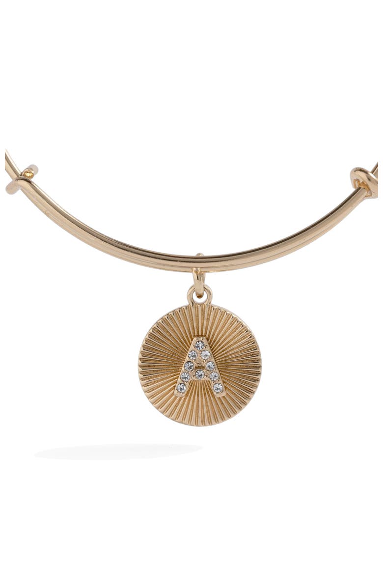 Pave Starburst Texture Initial Bangle Bracelet, Alternate, color, Gold - A