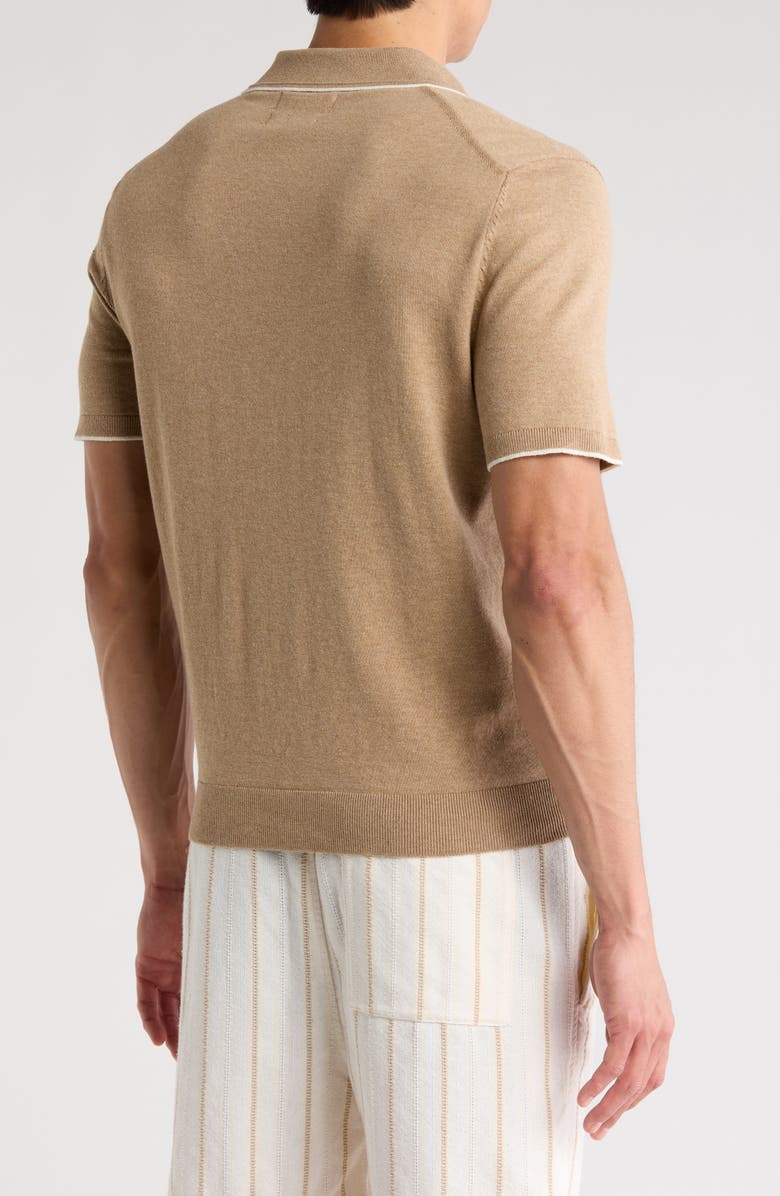 Cactus Man Sweater Polo, Alternate, color, Beige Heather W/ White Piping