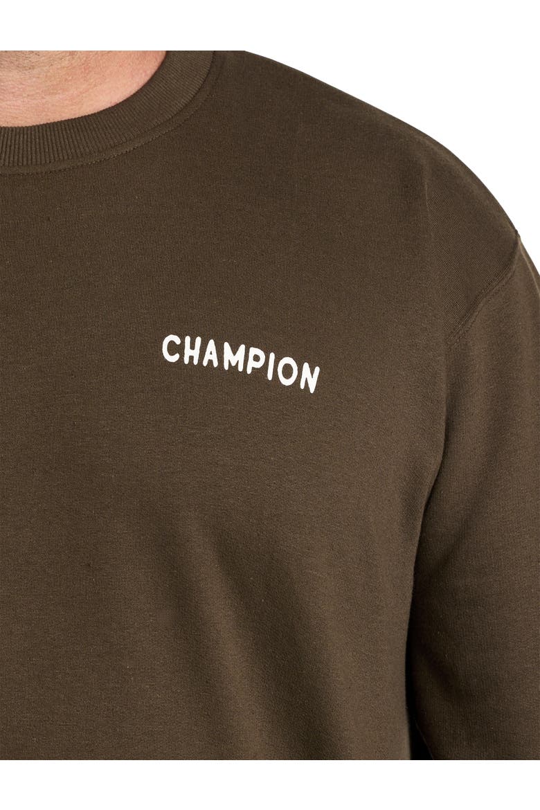 Big & Tall Small Script Crewneck Sweatshirt, Alternate, color, BRIEFLY BROWN