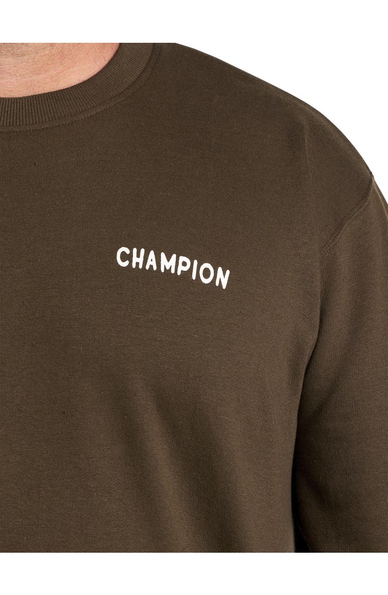 Champion Small Script Crewneck Sweatshirt, Alternate, color, Briefly Brown