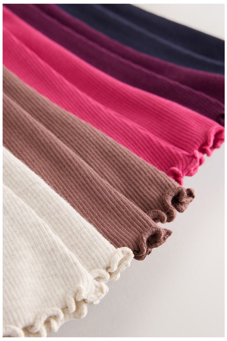 Kids' 5-Pack Stretch Cotton Rib Assorted Flare Leggings, Alternate, color, PURPLE