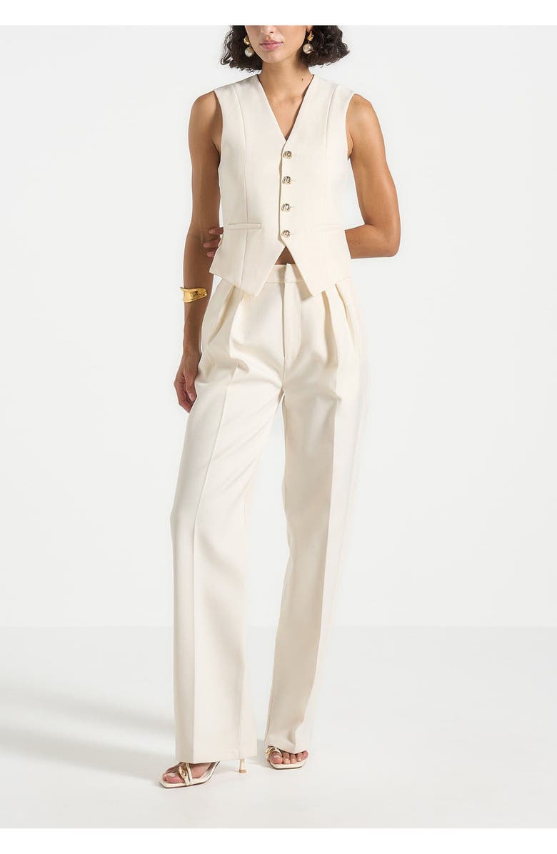 Manière De Voir Christine Tailored Cinch Waistcoat, Main, color, Off White