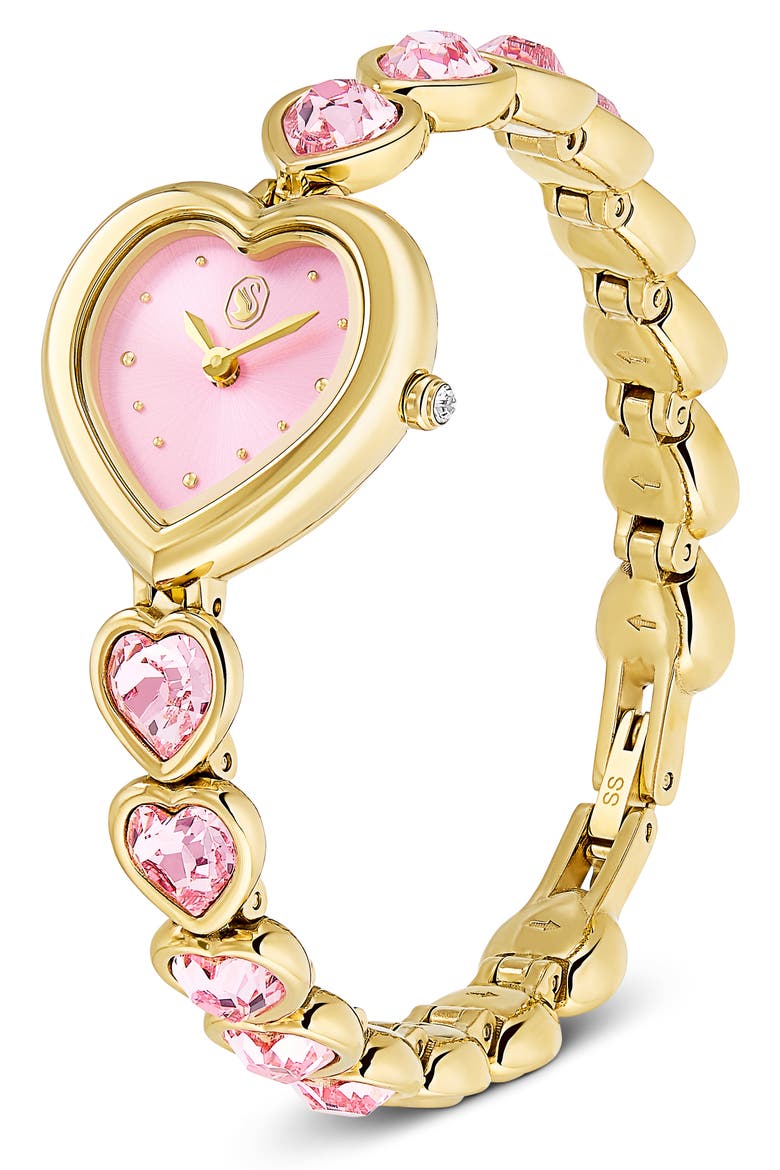 Idyllia Heart Crystal Bracelet Watch, 22mm, Alternate, color, PINK