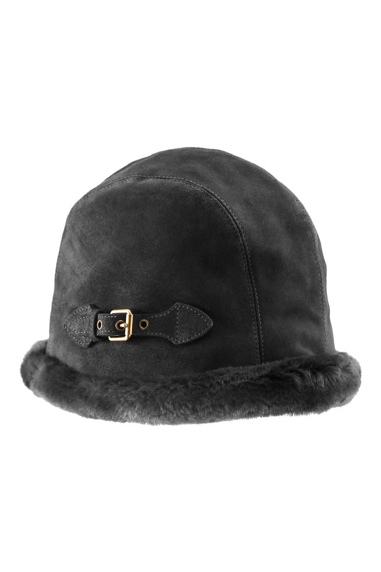 Vail Water Repellent Suede Cloche with Faux Fur Lining, Main, color, BLACK