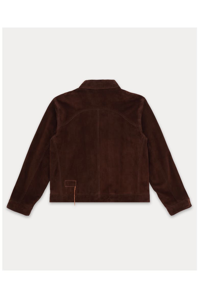 Cash Suede Leather Jacket, Alternate, color, Dark Brown