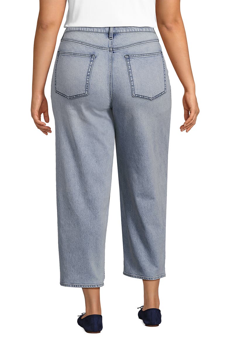 Plus Size Soft Denim Mid Rise Relaxed Straight Crop Jeans, Alternate, color, Harlow Blue Wash