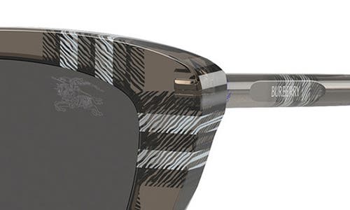 Burberry 55mm Cat Eye Sunglasses In Check Lichen/dark Grey