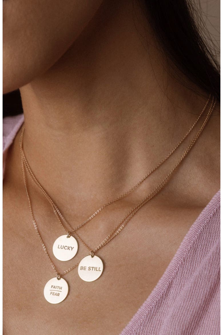 Lucky Disc Necklace, Alternate, color, Gold Filled