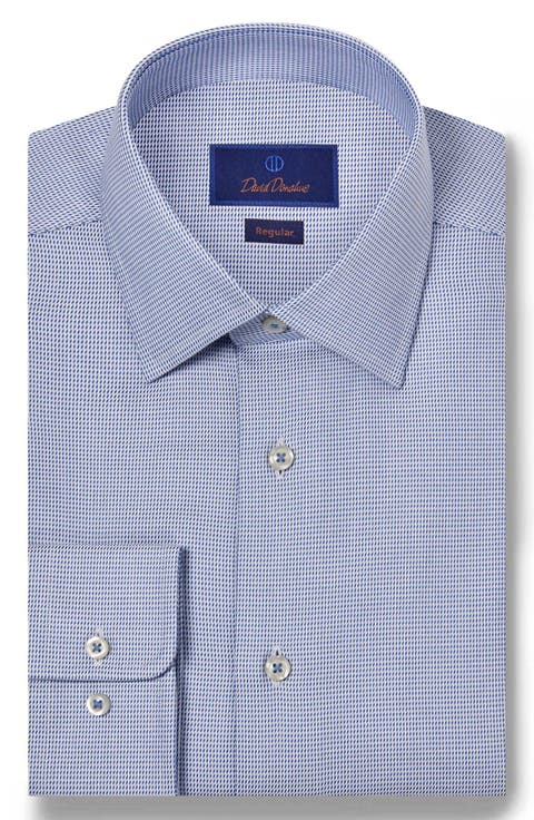 Regular Fit Micropattern Cotton Dobby Dress Shirt