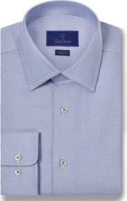 David Donahue Regular Fit Micropattern Cotton Dobby Dress Shirt