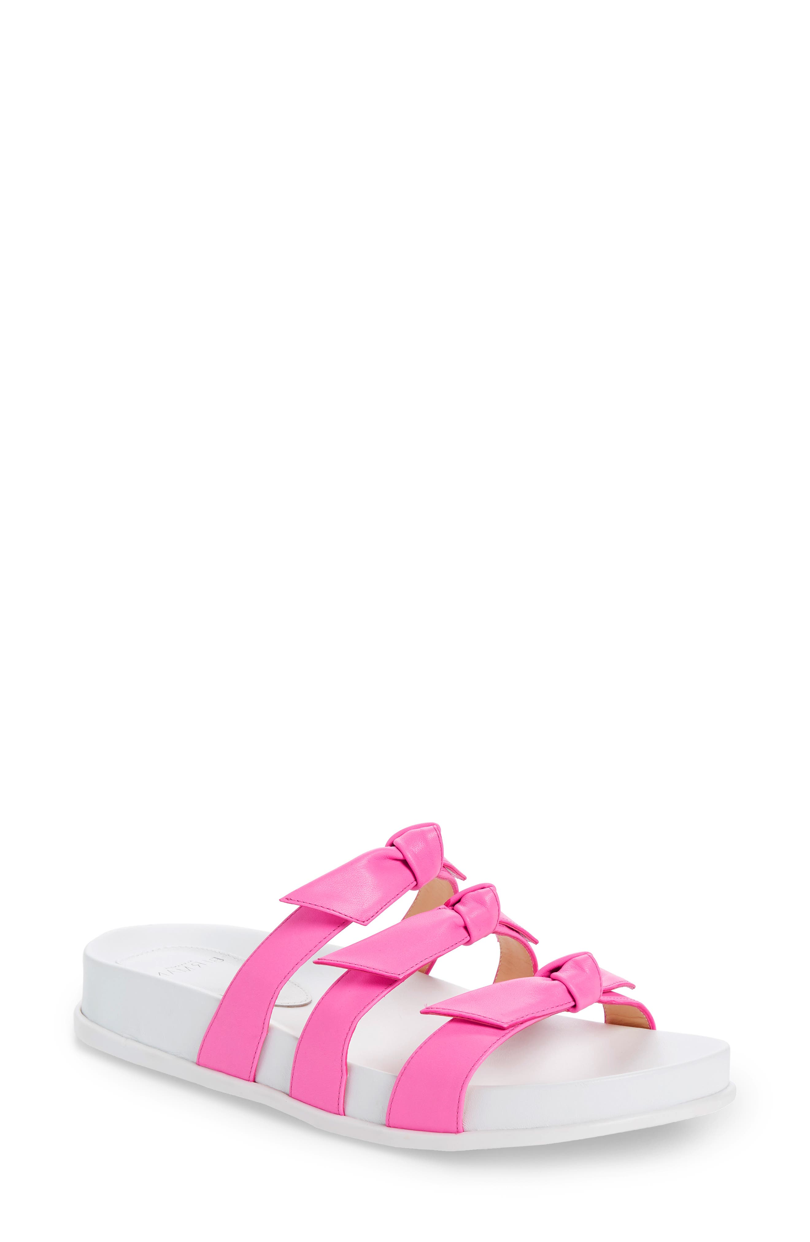 Lolita Bow Slide Sandal, Main, color, PINK FLUO