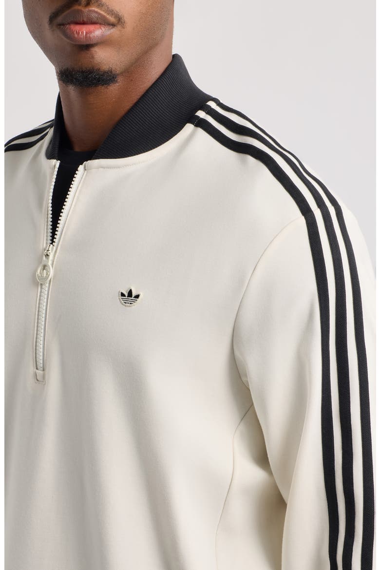 Originals 3-Stripe Quarter Zip Golf Sweatshirt, Alternate, color, CHALK WHITE/ BLACK