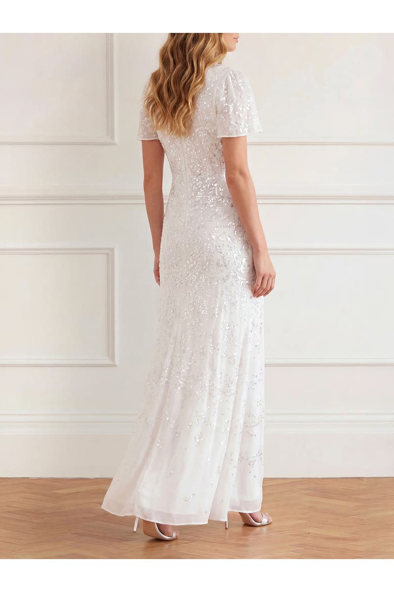 Freya Georgette Short Sleeve Maxi Gown, Alternate, color, Chalk