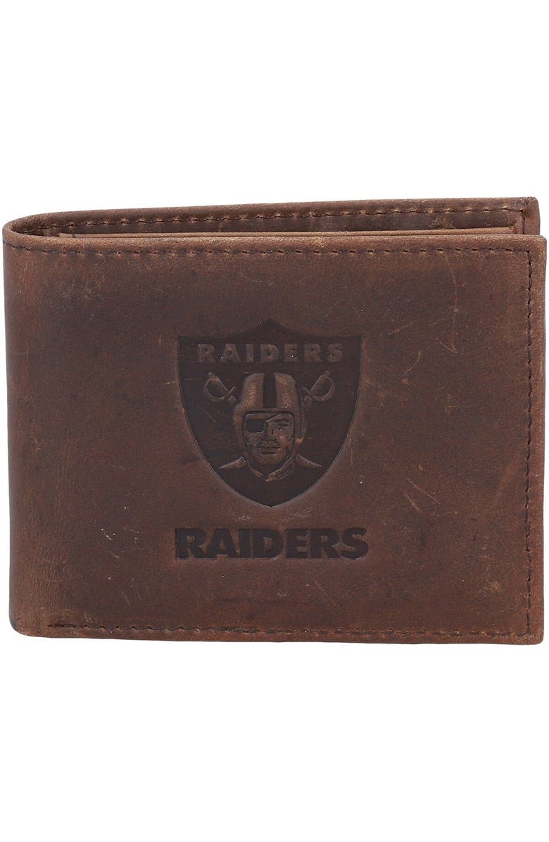 Evergreen Enterprises Brown Las Vegas Raiders Bifold Leather Wallet, Main, color,