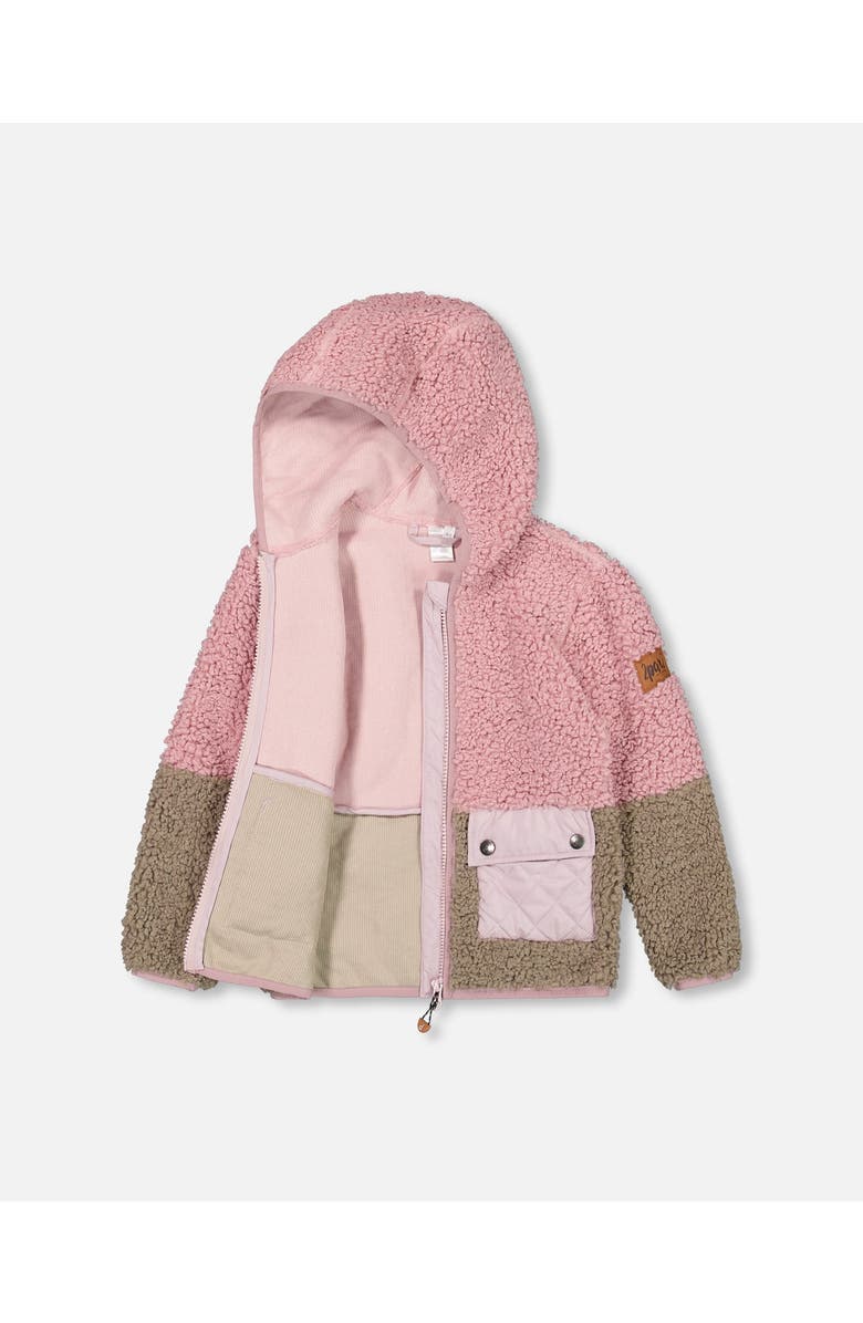 Deux par Deux Girl's fuzzy fleece Jacket Silver Pink, Alternate, color, 