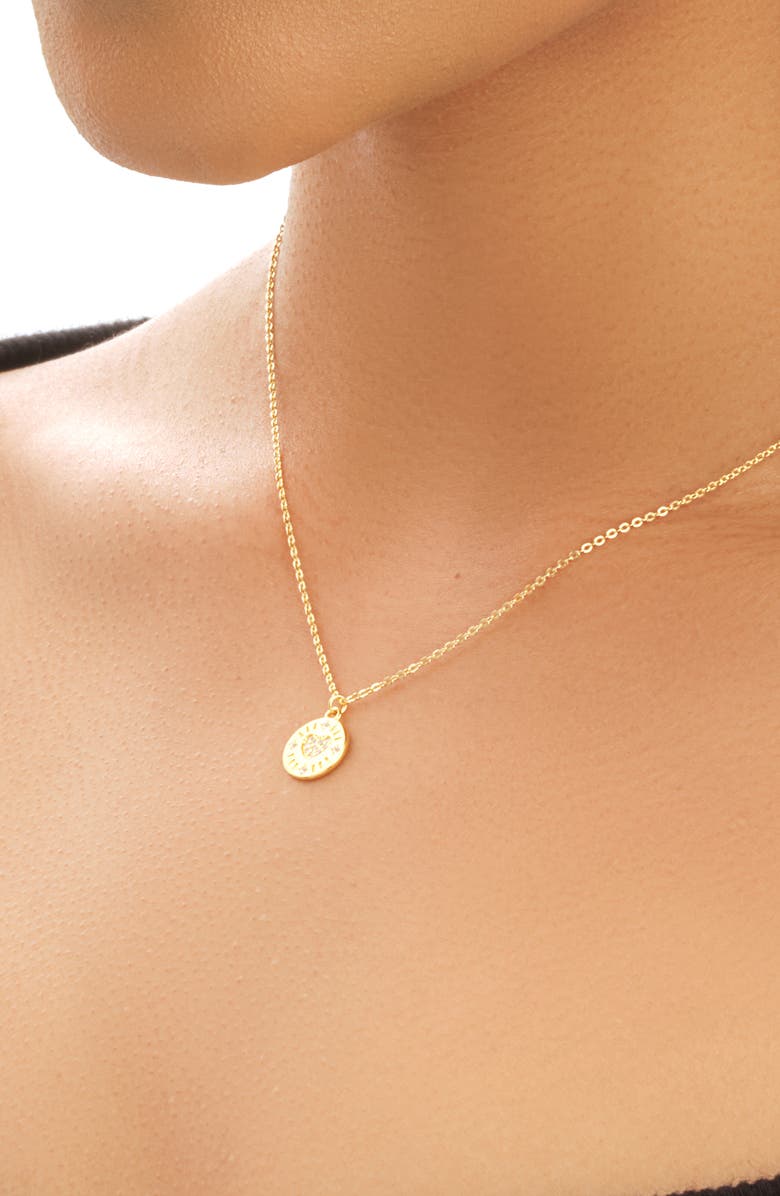 Sterling Forever Pavé Cubic Zirconia Heart Charm Necklace, Alternate, color, Gold