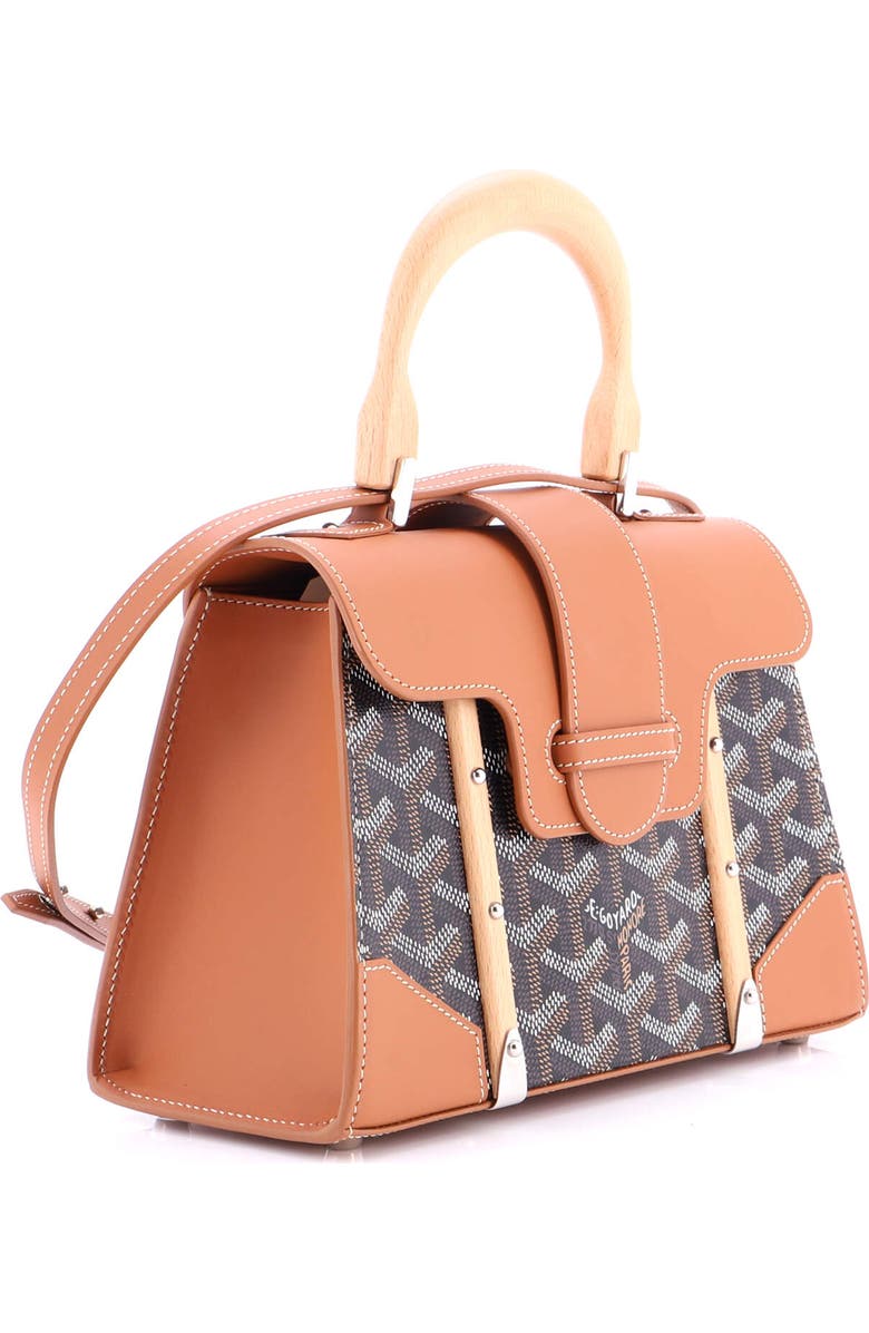Pre-Owned Goyard Structured Saigon Top Handle Bag Coated Canvas with Leather Mini, Alternate, color, Brown