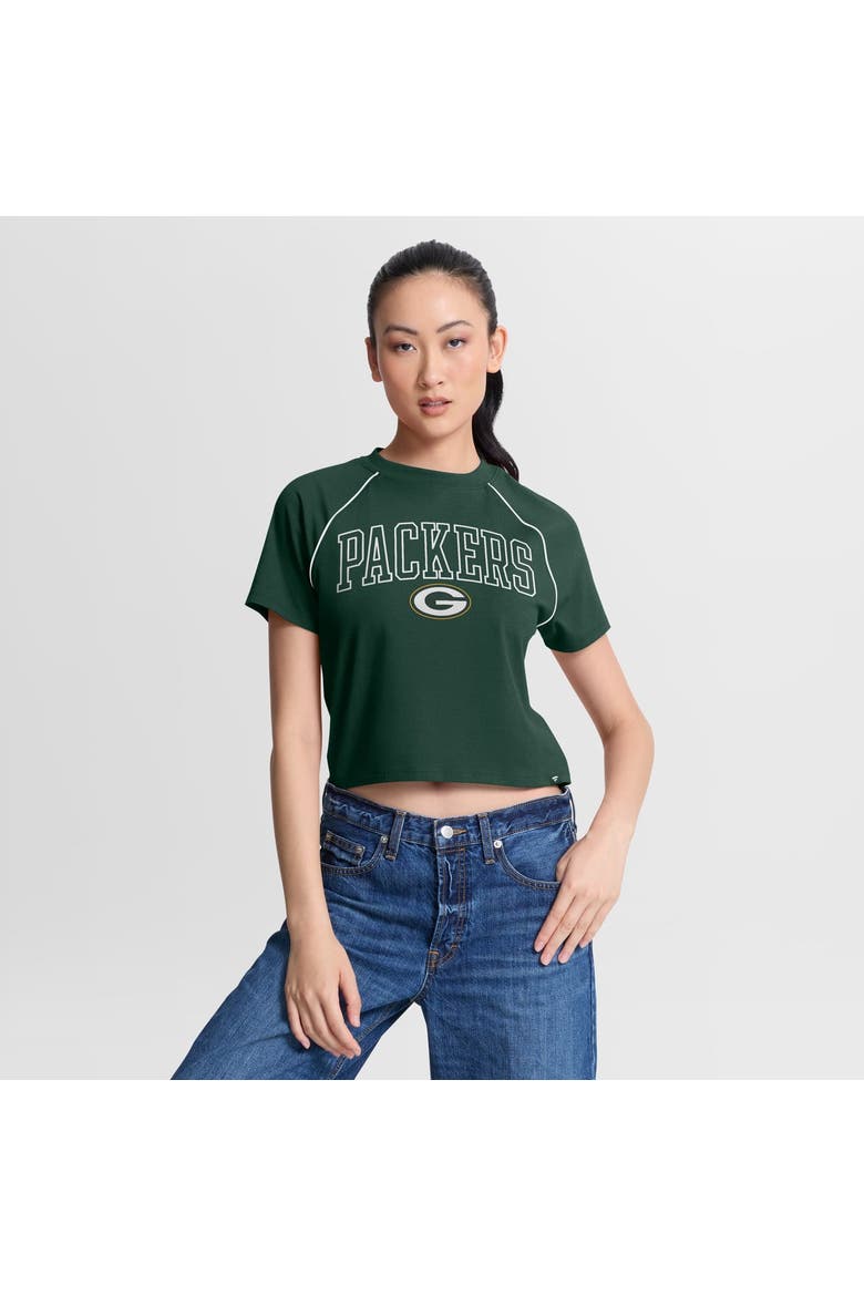 Women's Fanatics Green Green Bay Packers Offensive Scheme Raglan Tri-Blend Cropped Top, Main, color, Green