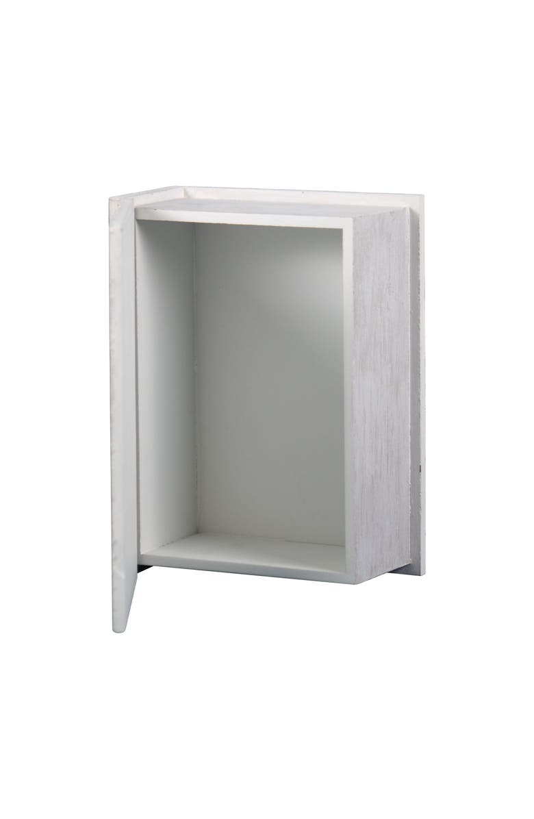 Foreside Home and Garden Faux Book 8x6" Lidded Decorative Wood Storage Box, Alternate, color, White