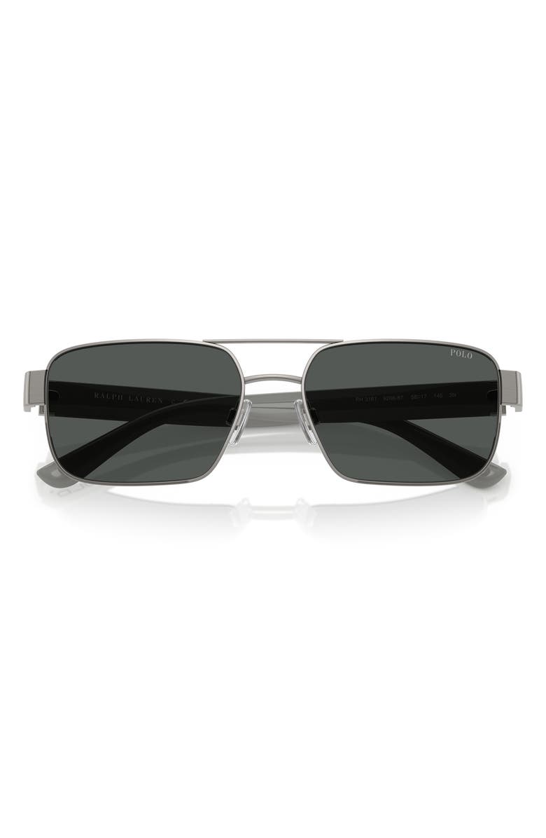 Polo Ralph Lauren 58mm Rectangle Sunglasses, Alternate, color, Brushed Gunmetal / Dark Grey