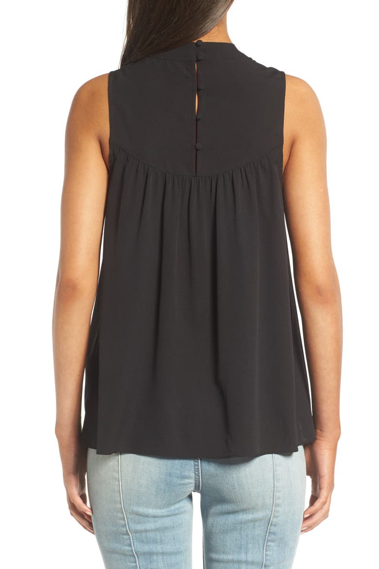 Lace Yoke Tank, Alternate, color, BLACK