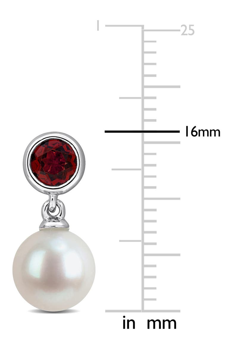 Semiprecious Stone & Cultured Pearl Drop Earrings, Alternate, color, RED