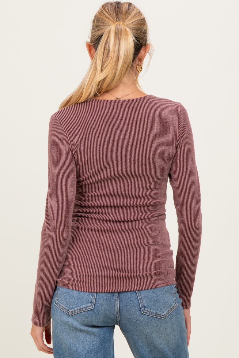 Sweetheart Ribbed Long Sleeve Top, Alternate, color, Mauve