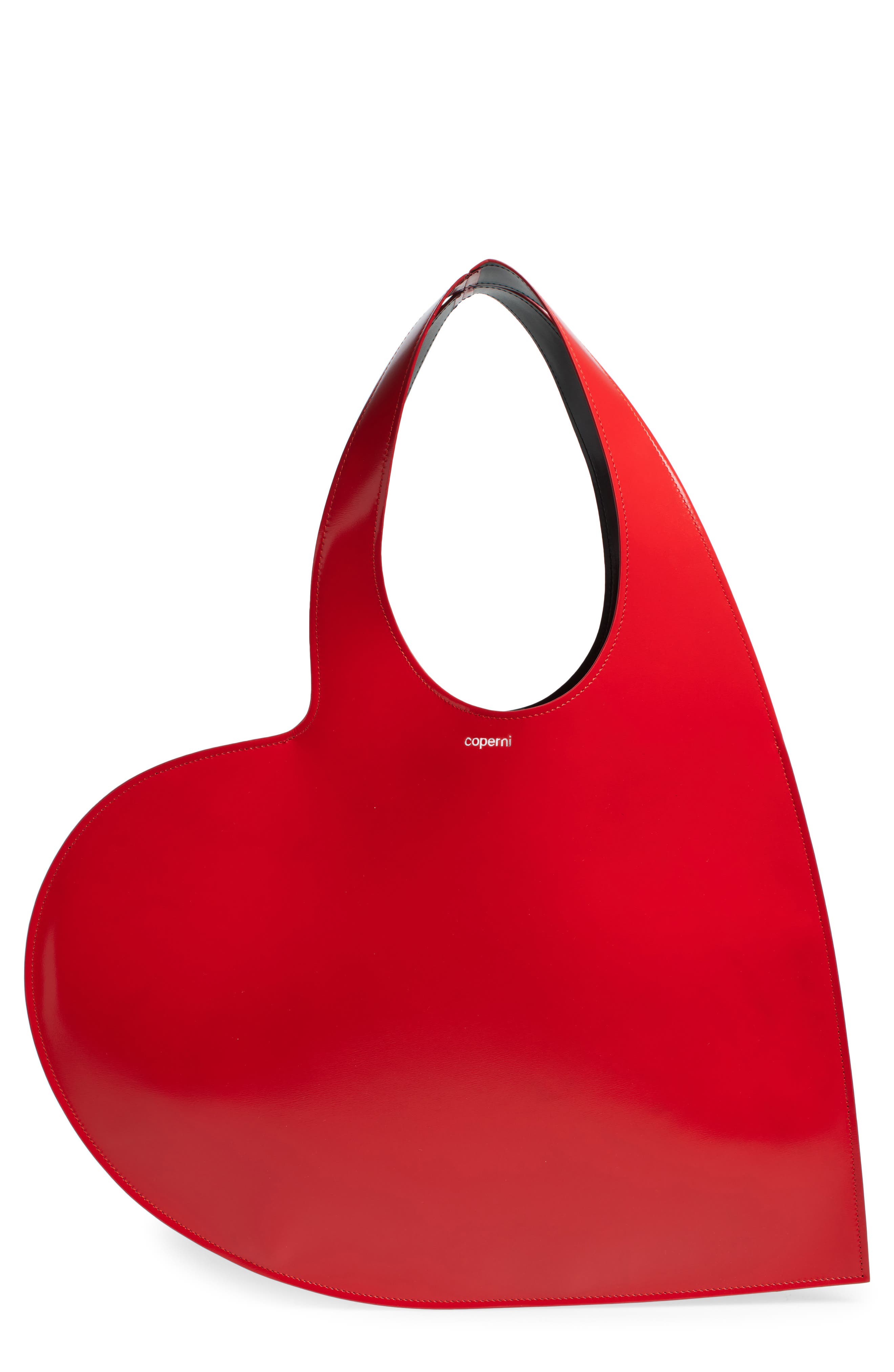 Coperni Heart Glossy Leather Tote, Main, color, 