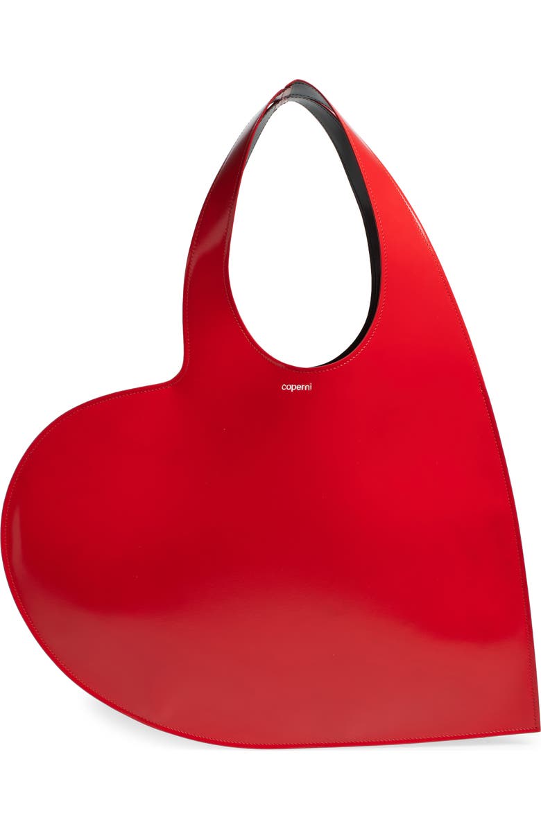 Coperni Heart Glossy Leather Tote, Main, color,