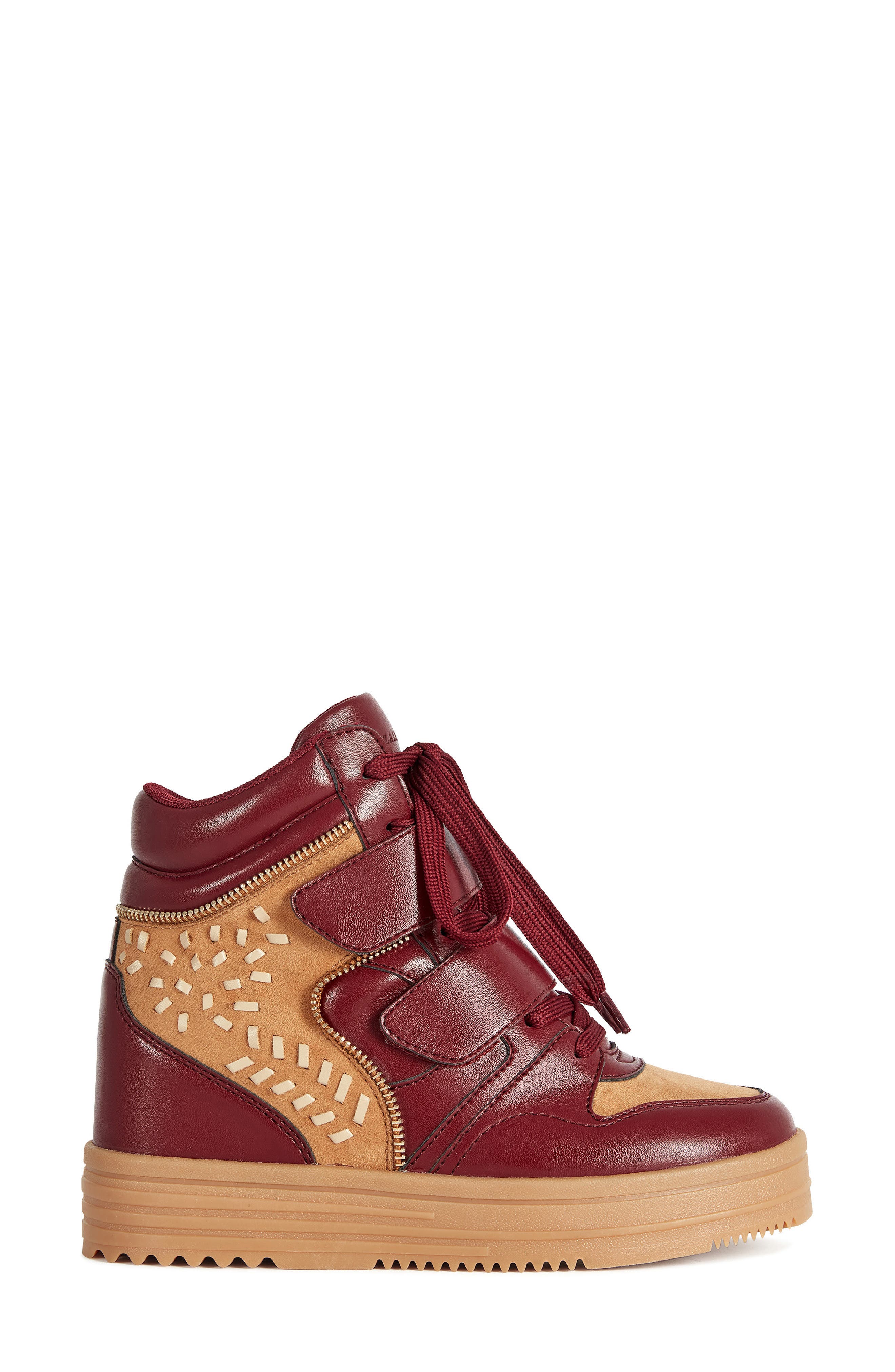 Lumus Wedge High Top Sneaker, Alternate, color, BURGUNDY MULTI