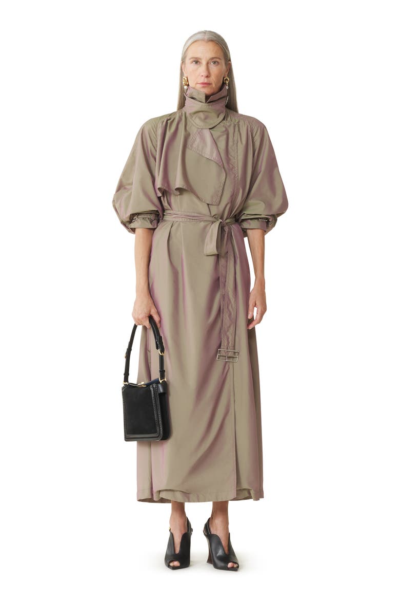 Flowing Taffeta Trench Coat, Main, color, Taupe