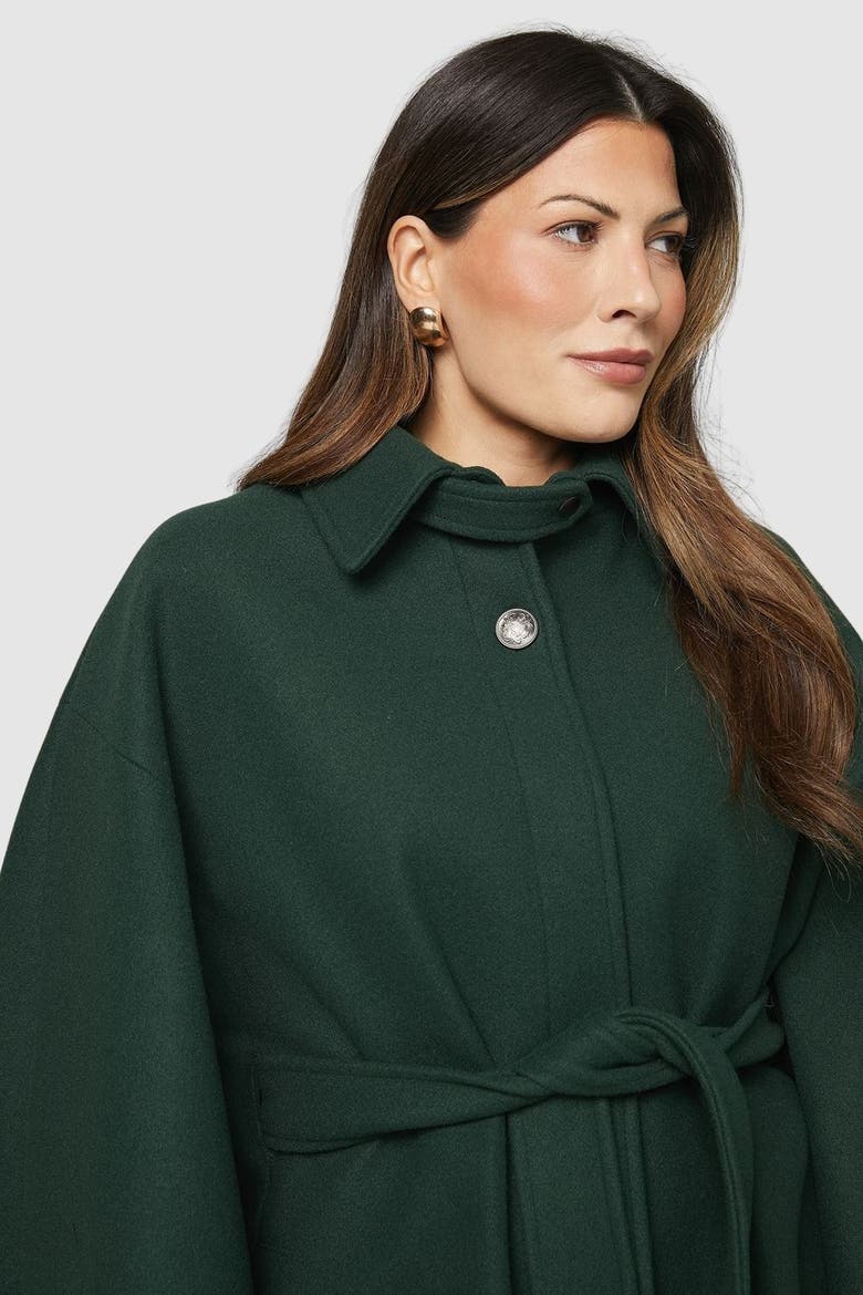 Wool Mix Belted Cape, Alternate, color, Teal