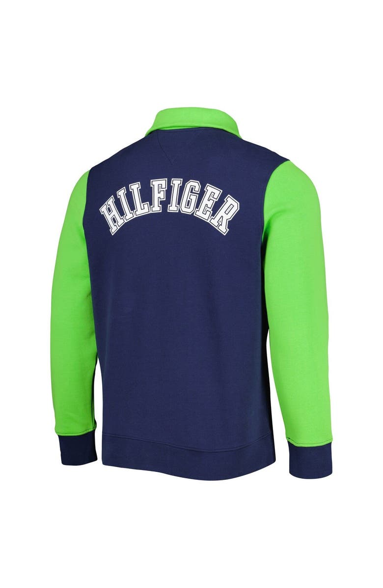 Tommy Hilfiger Men's Tommy Hilfiger College Navy/Neon Green Seattle Seahawks Aiden Quarter-Zip Sweatshirt, Alternate, color, Navy