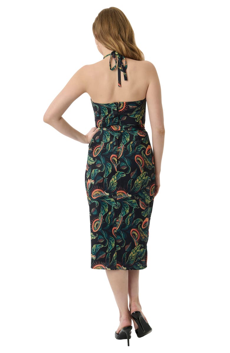 Unique Vintage Leilani Sleeveless Sarong Dress, Alternate, color, Green Venus Flytrap