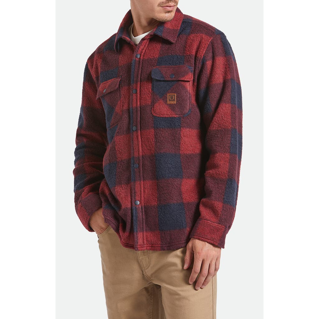 Brixton Bowery Arctic Stretch Fleece Snap Front Shirt In Burgundy
