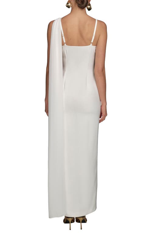 Donna Karan New York Scarf Drape Sleeveless Gown In Cream