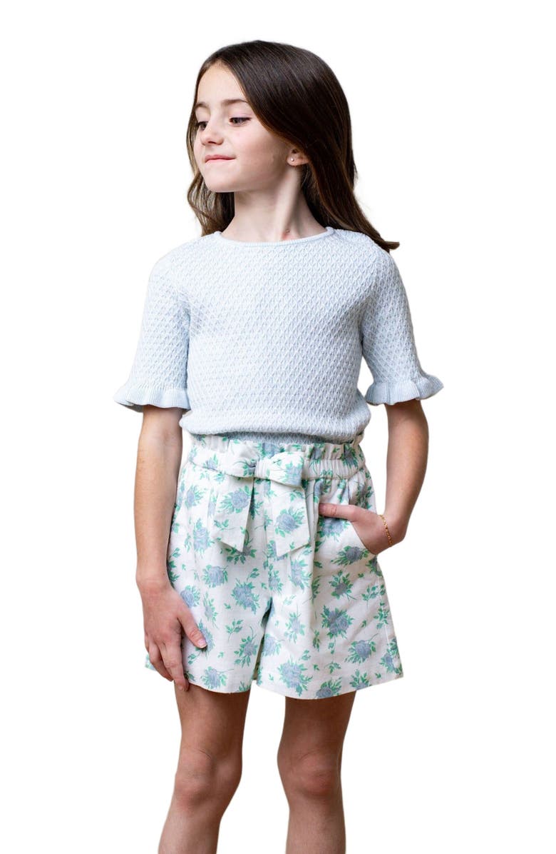 Hope & Henry Girls' Pull-On Cinched Waist Linen Short, Kids, Main, color,