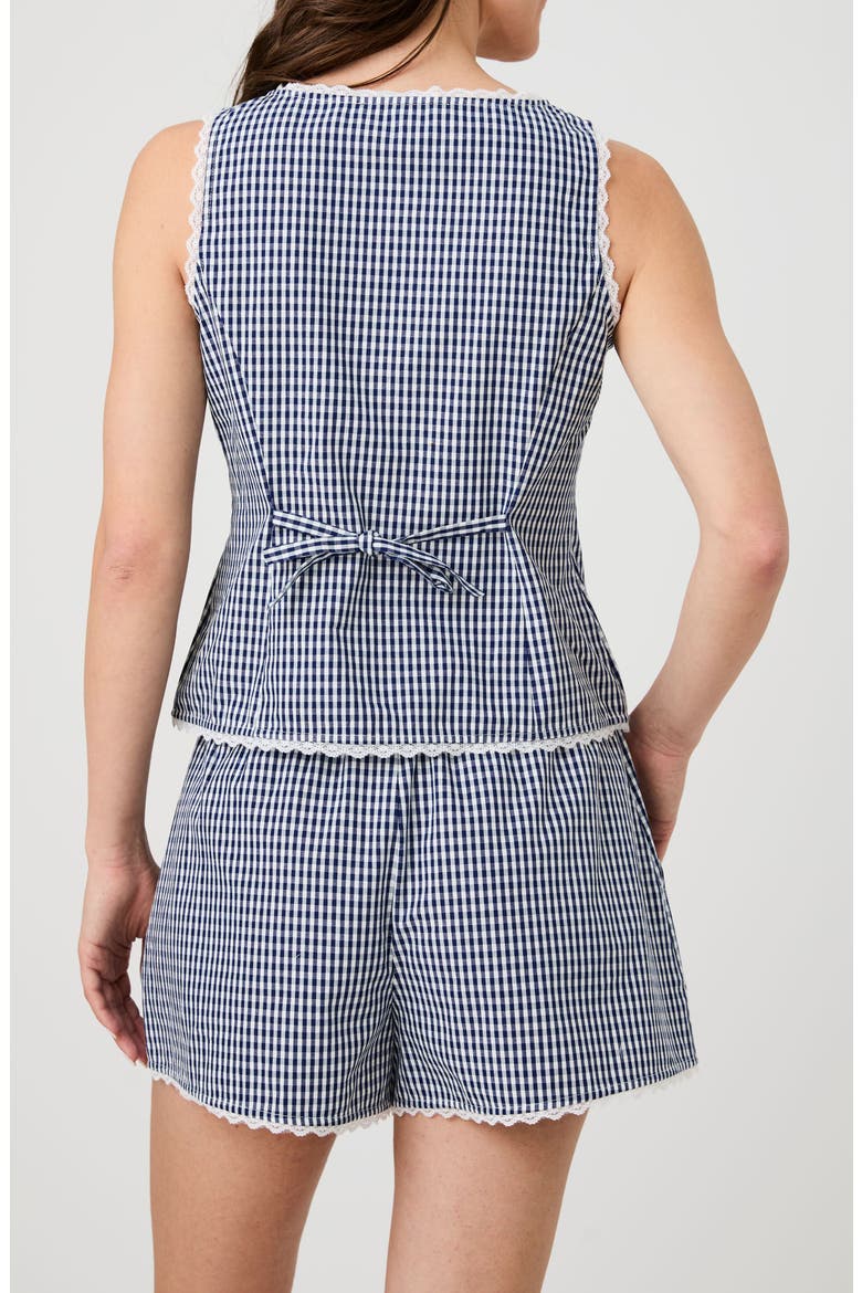 Lace Trim Gingham Vest, Alternate, color, NAVY/ WHITE GINGHAM