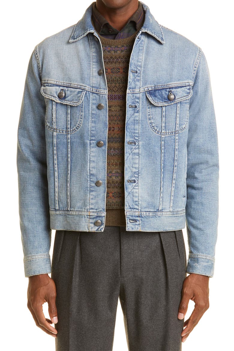 Distressed Denim Jacket, Main, color, LIGHT BLUE DENIM