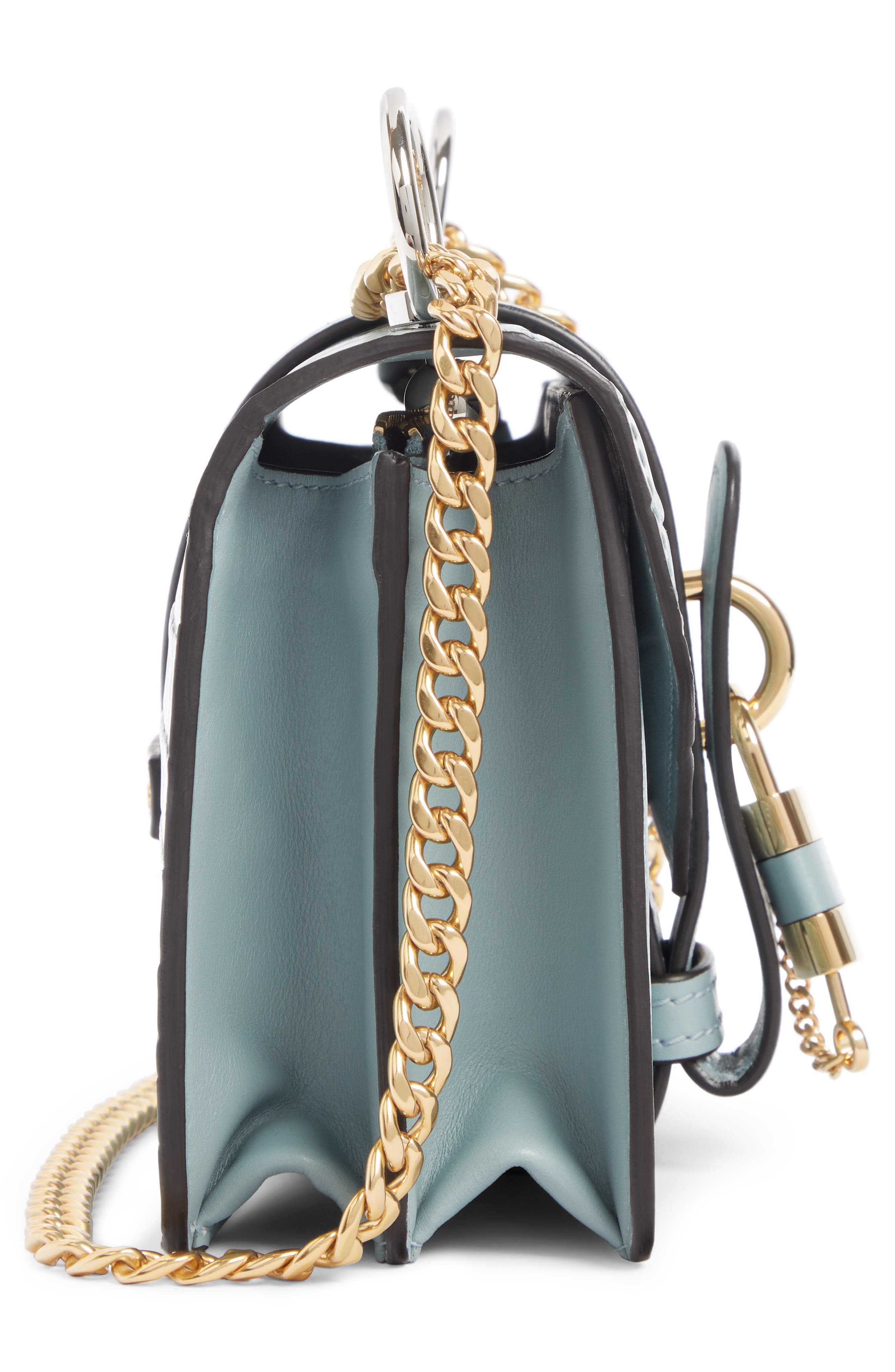 Chloé Aby Small Croc Embossed Shoulder Bag, Alternate, color, 