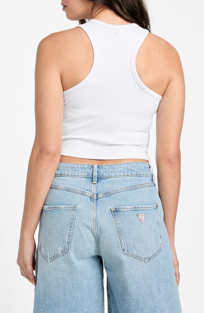 GUESS Minka Racerback Rib Tank, Alternate, color, Pure White