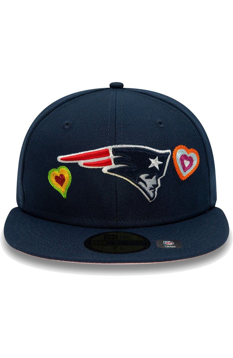 New Era Men's New Era Navy New England Patriots Chain Stitch Heart 59FIFTY Fitted Hat, Alternate, color, Navy