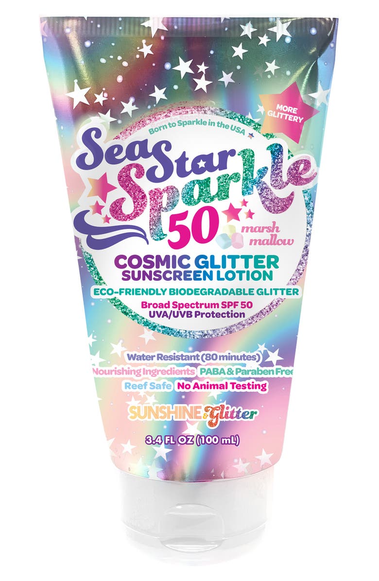 Sunshine & Glitter Kids' SeaStar Sparkle SPF 50 Cosmic Marshmallow Biodegradable Glitter Sunscreen, Main, color,