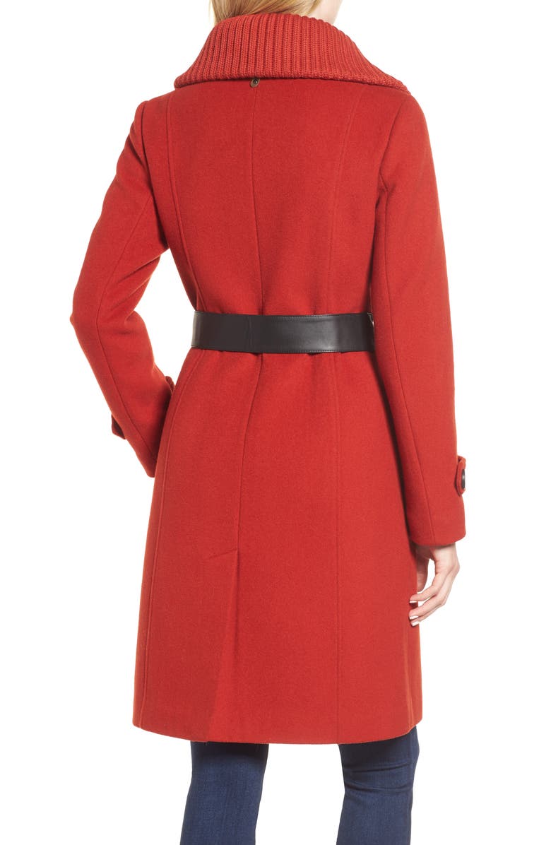 Mackage Flat Wool Knit Collar Coat, Alternate, color,